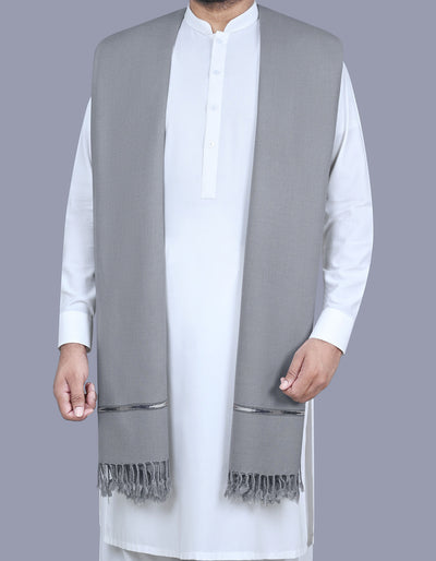 Grey Plain Swati Dora Wool Men Shawl
