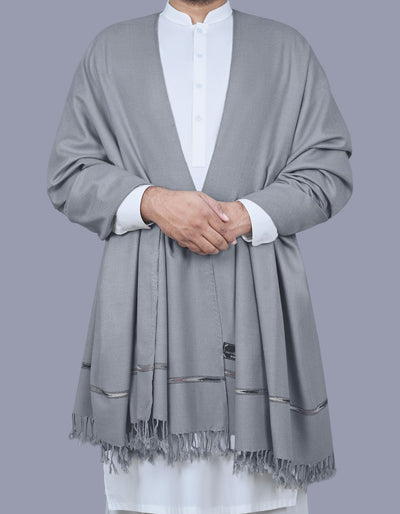Grey Plain Swati Dora Wool Men Shawl