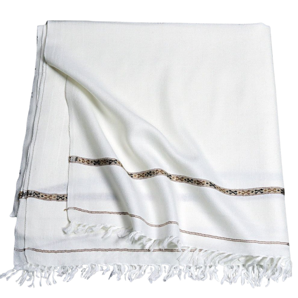 Pashmina Swati Wool Shawl (Off-White)