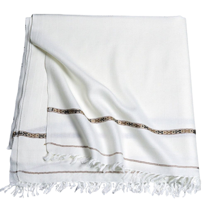 Pashmina Swati Wool Shawl (Off-White)
