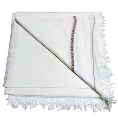 Pashmina Swati Wool Shawl (Off-White)