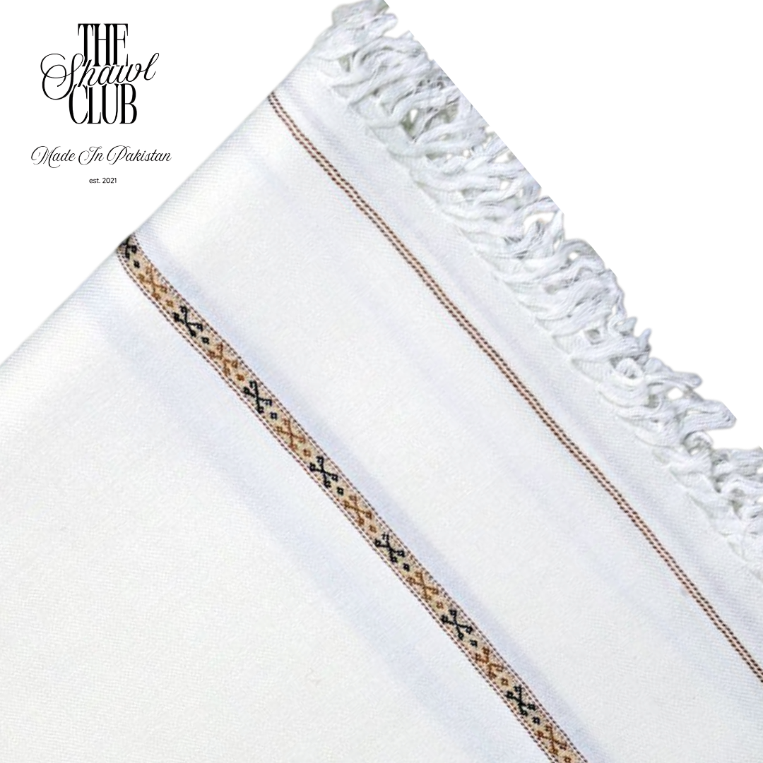 Pashmina Swati Wool Shawl (Off-White)